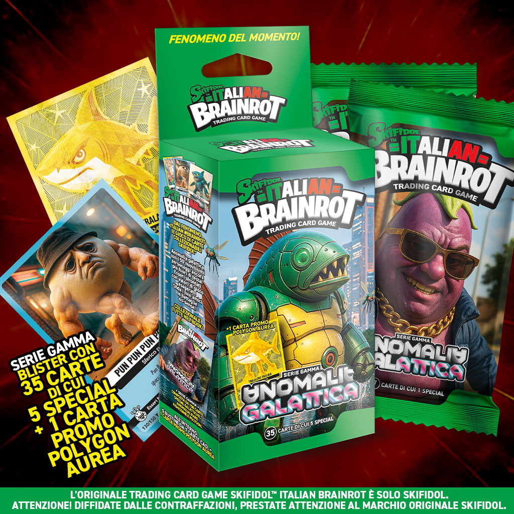 Skifidol Italian Brainrot TCG, Serie Gamma. Ecoblister da 35 carte + 1 Carta Promo Polygon Aurea - immagine 2